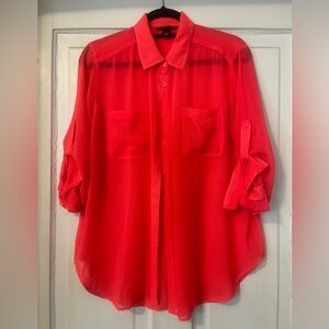 Victoria's Secret Red Sheer Blouse